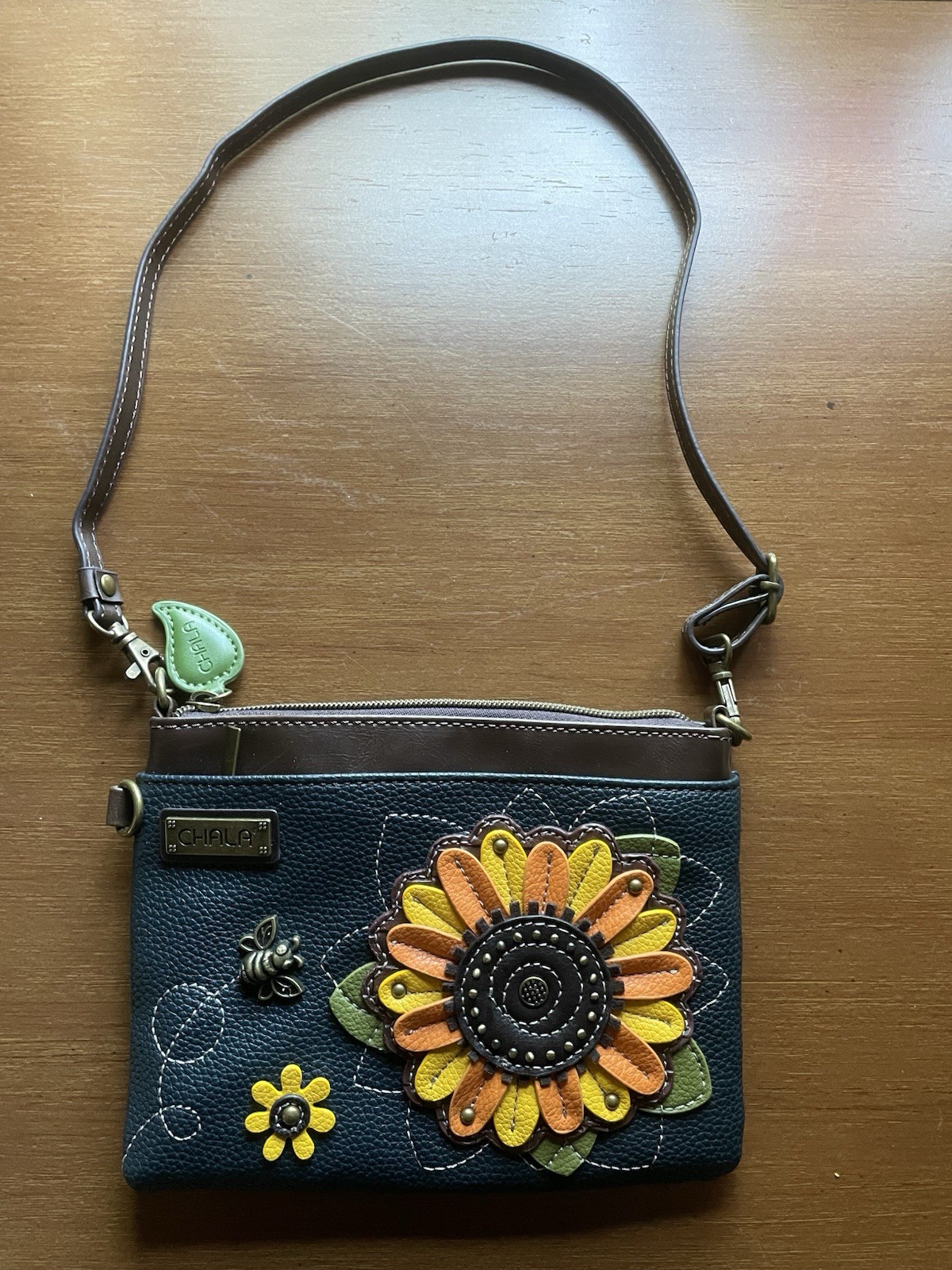 Chala Mini Sunflower and Bee Shoulder Handbag Convertible Wristlet Purse