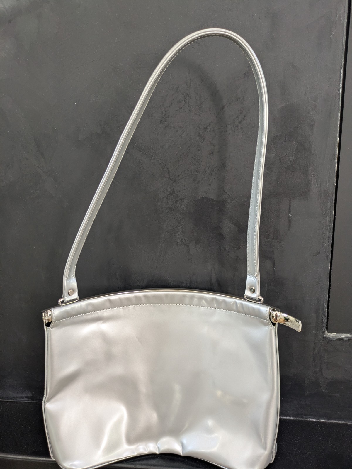 Authentic Janniderma Metallic Silver Leather Shoulder Bag-Excellent Condition