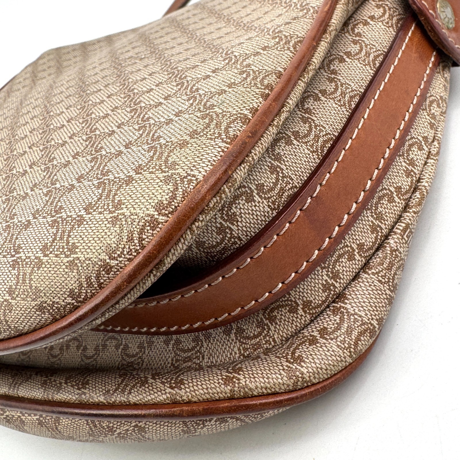 CELINE Shoulder Crossbody Bag Macadam PVC Leather Beige Brown Authentic _0213