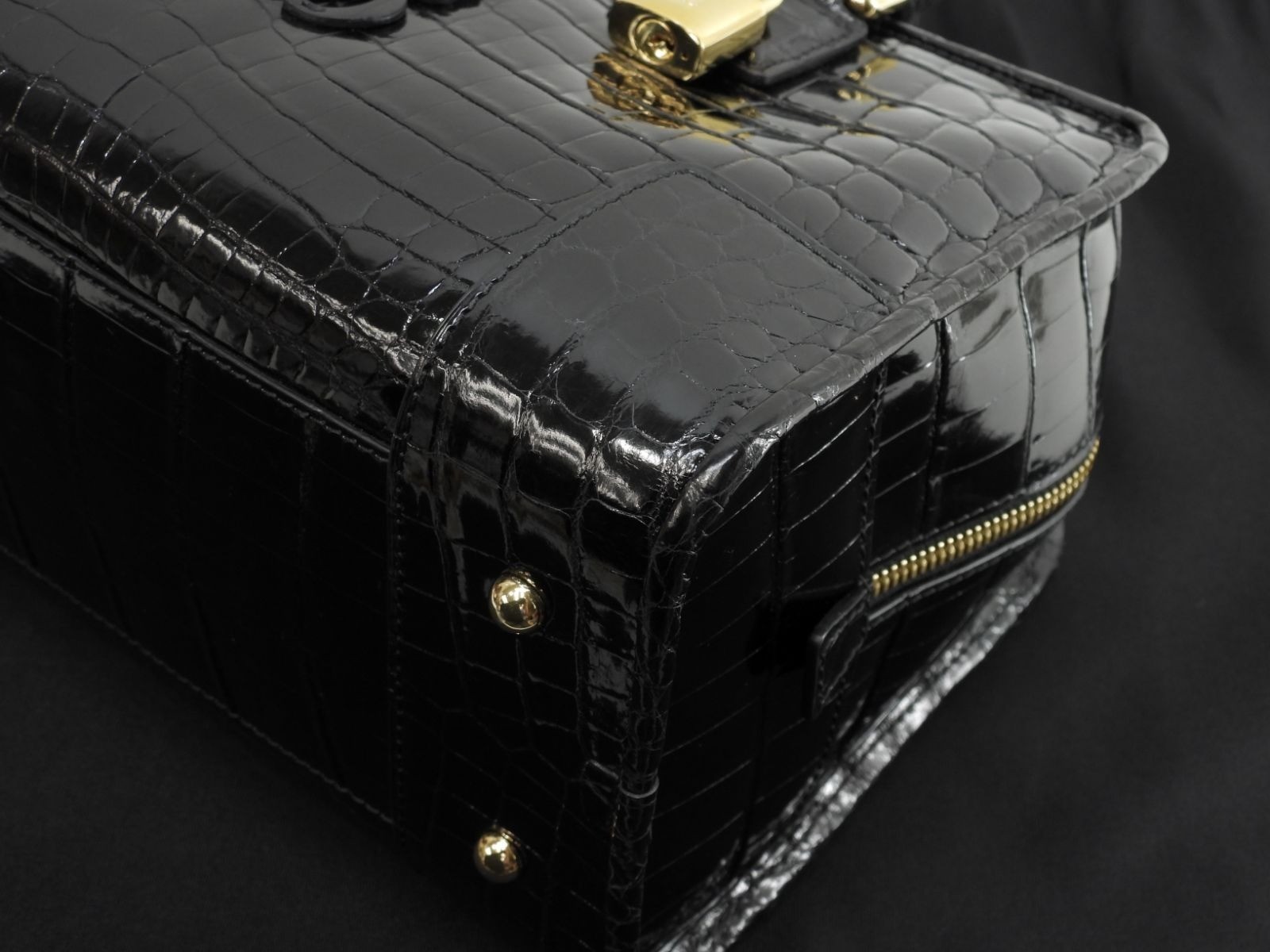 Loewe Amazona 28 Croco Black Handbag Gold Hardware 11.4*6.6*5.3 inch