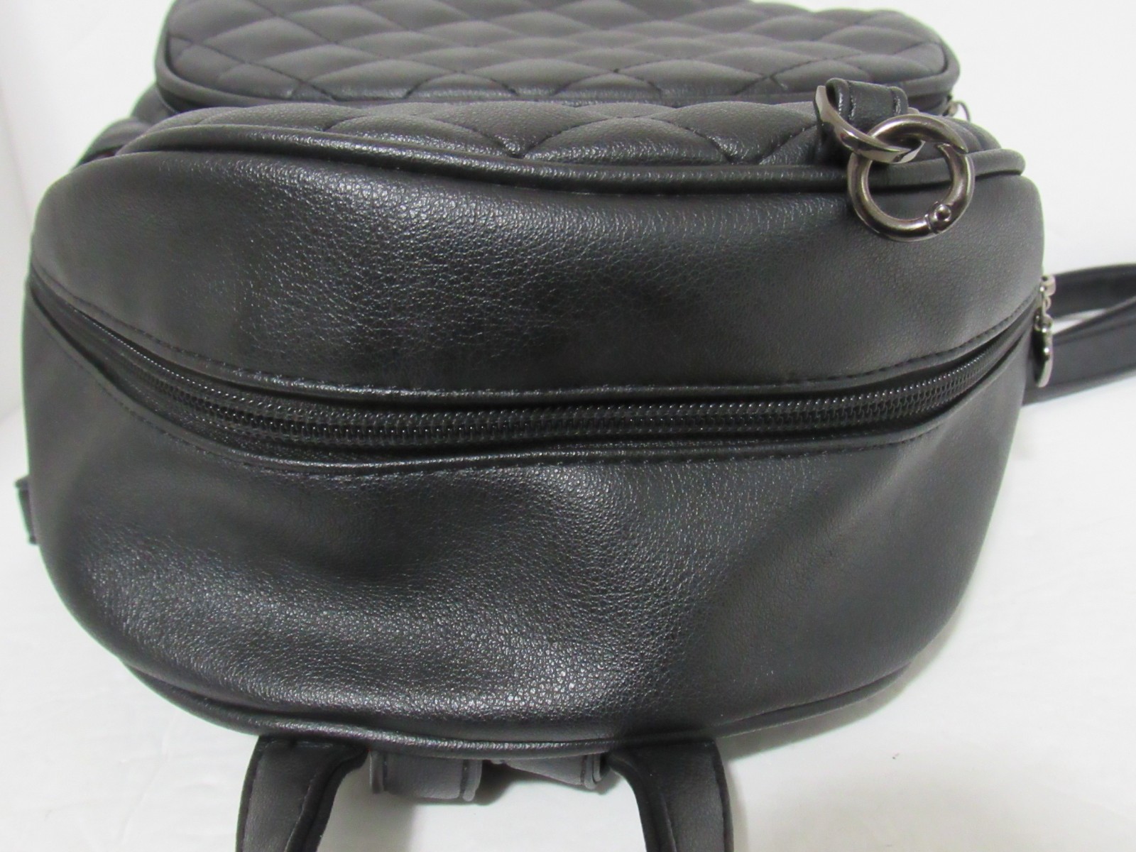 Ecosusi Mini Backpack Black Quilted Vegan Leather Heart Zip Travel Bag Preppy