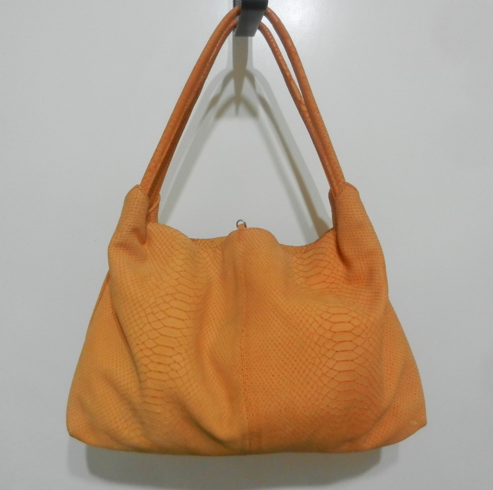 Bergè Reptile Print Orange Italian Leather Shoulder Bag VERY RARE
