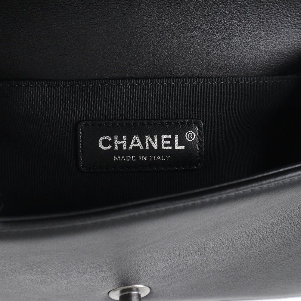Chanel Boy Small V-Stitch Chevron Chain Black A67085 Shoulder Bag Unisex #BCB076