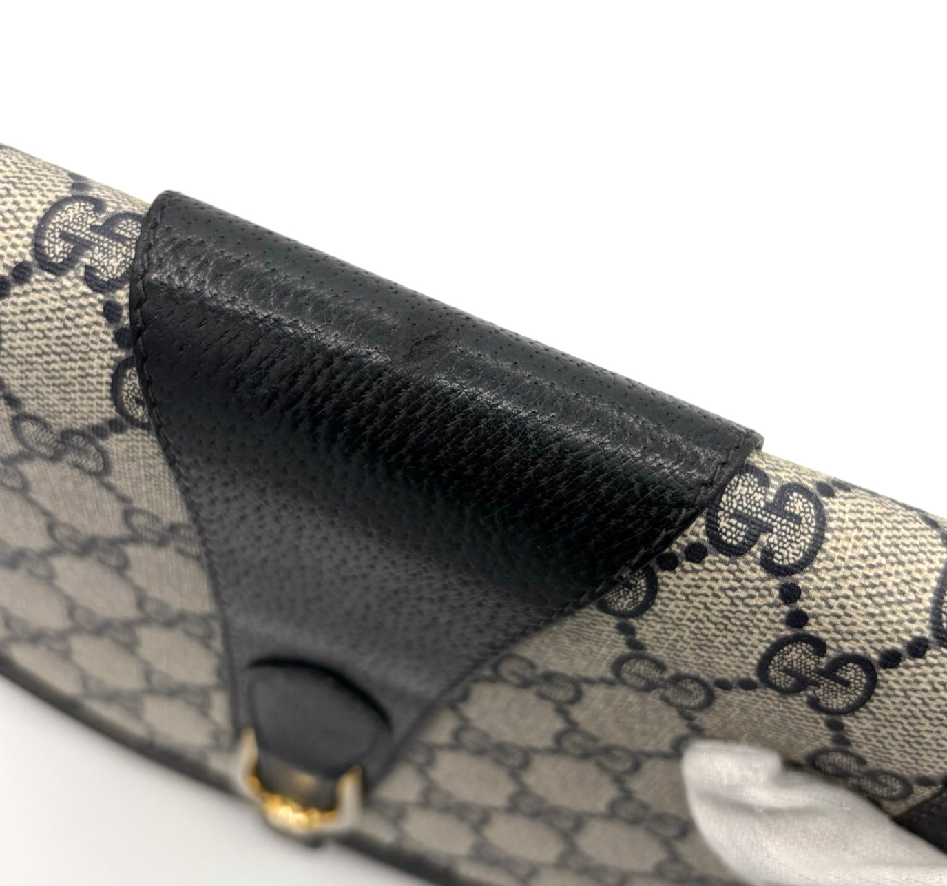 Vintage GUCCI GG Supreme Shoulder Bag Crossbody PVC Leather Navy Authentic 0077