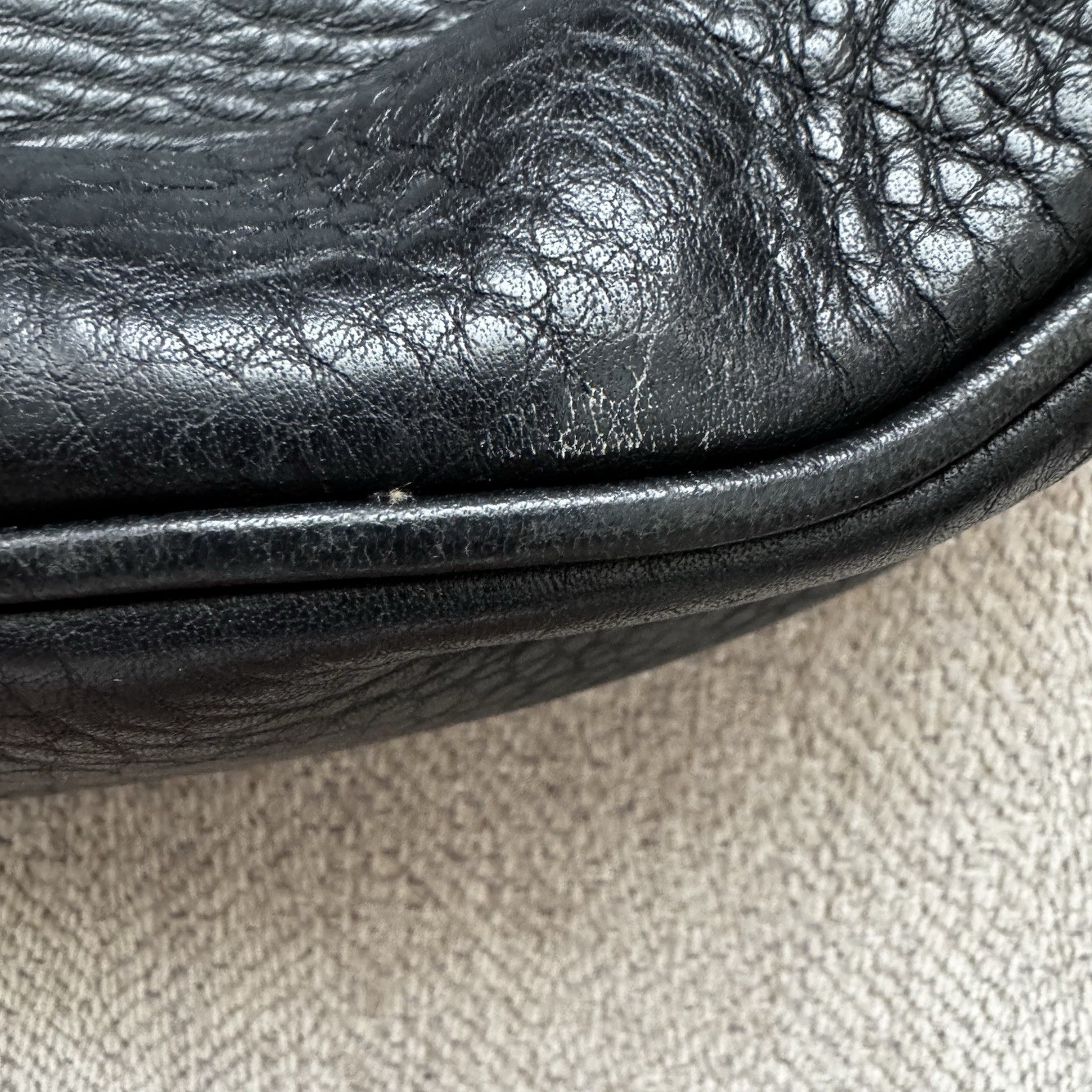 Vintage Dooney & Bourke Black Pebble Brown Flat Leather Hobo Shoulder Bag Y2K