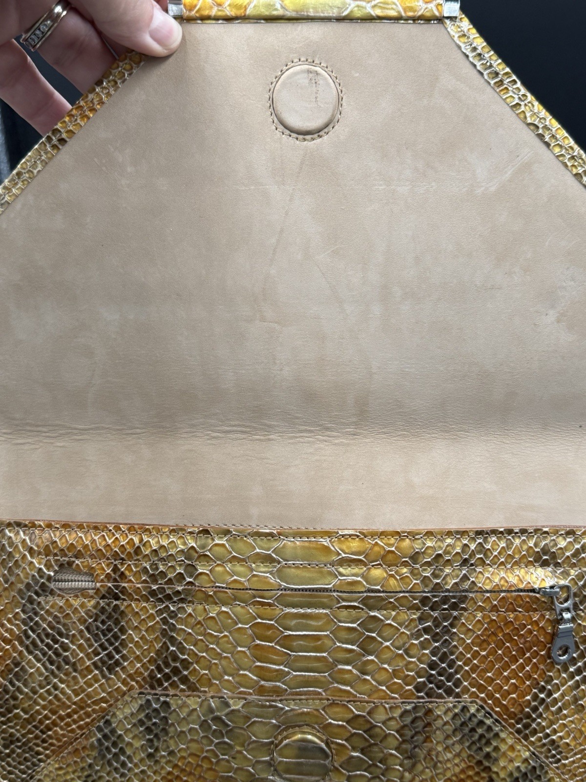 Vintage Abas Genuine Python Snakeskin Envelope Clutch Purse free shipping