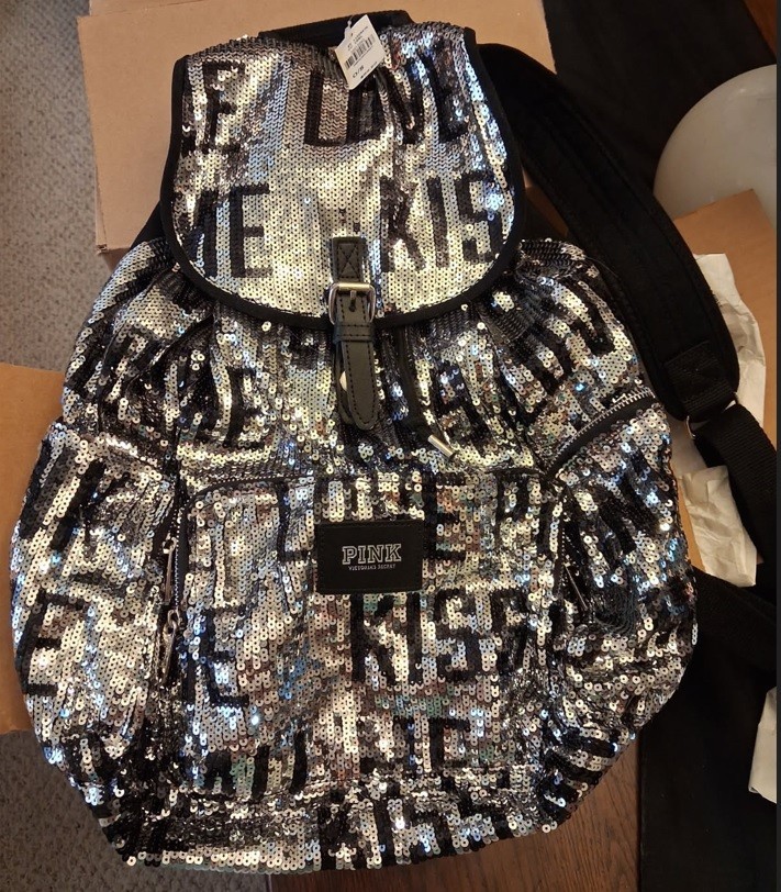 Victoria’s Secret PINK Backpack Bling Sequin KISS RARE NWT