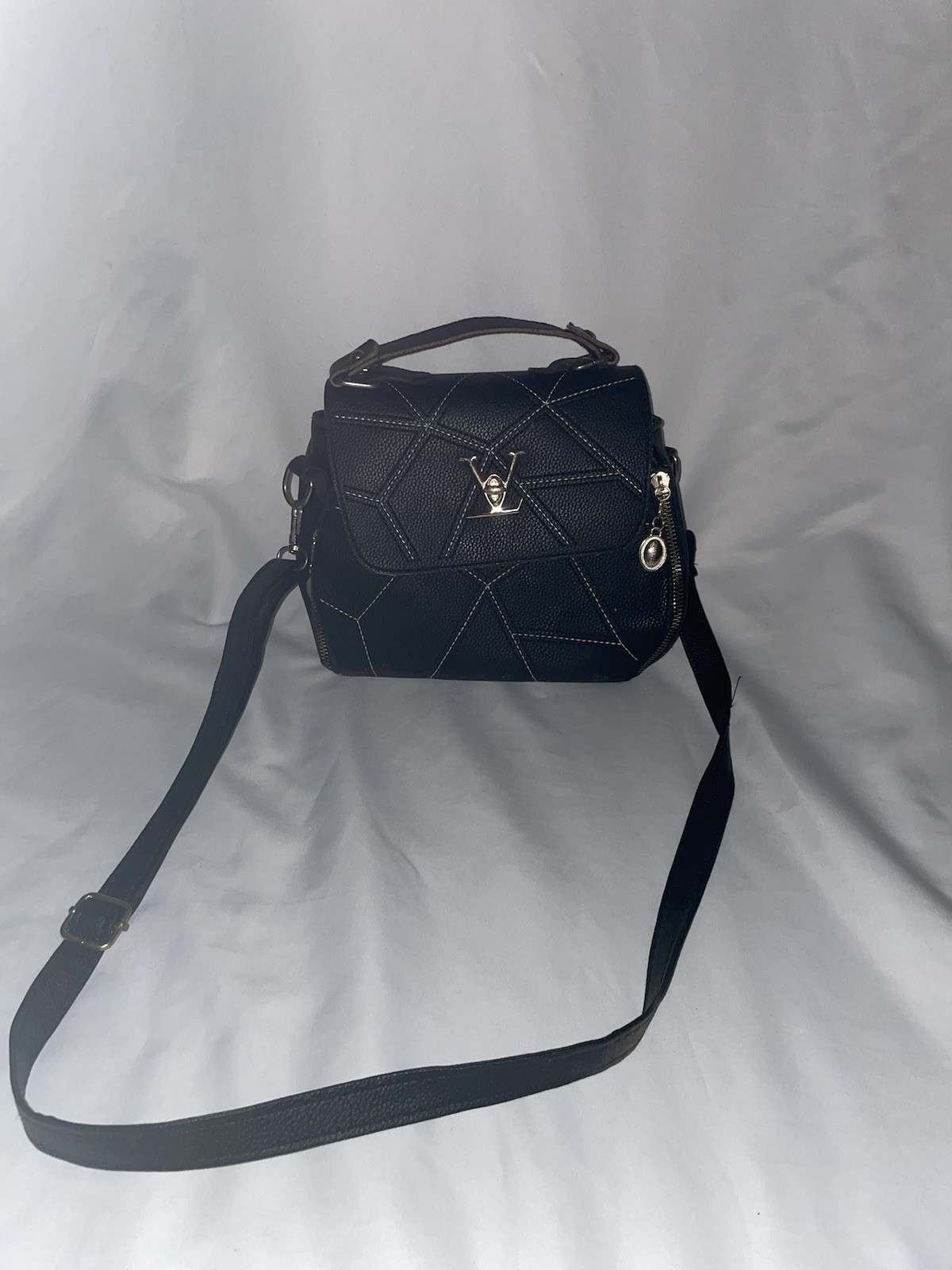 Women’s Small Solid Satchel Top Handle Crossbody Flap Closure Gold Hardware