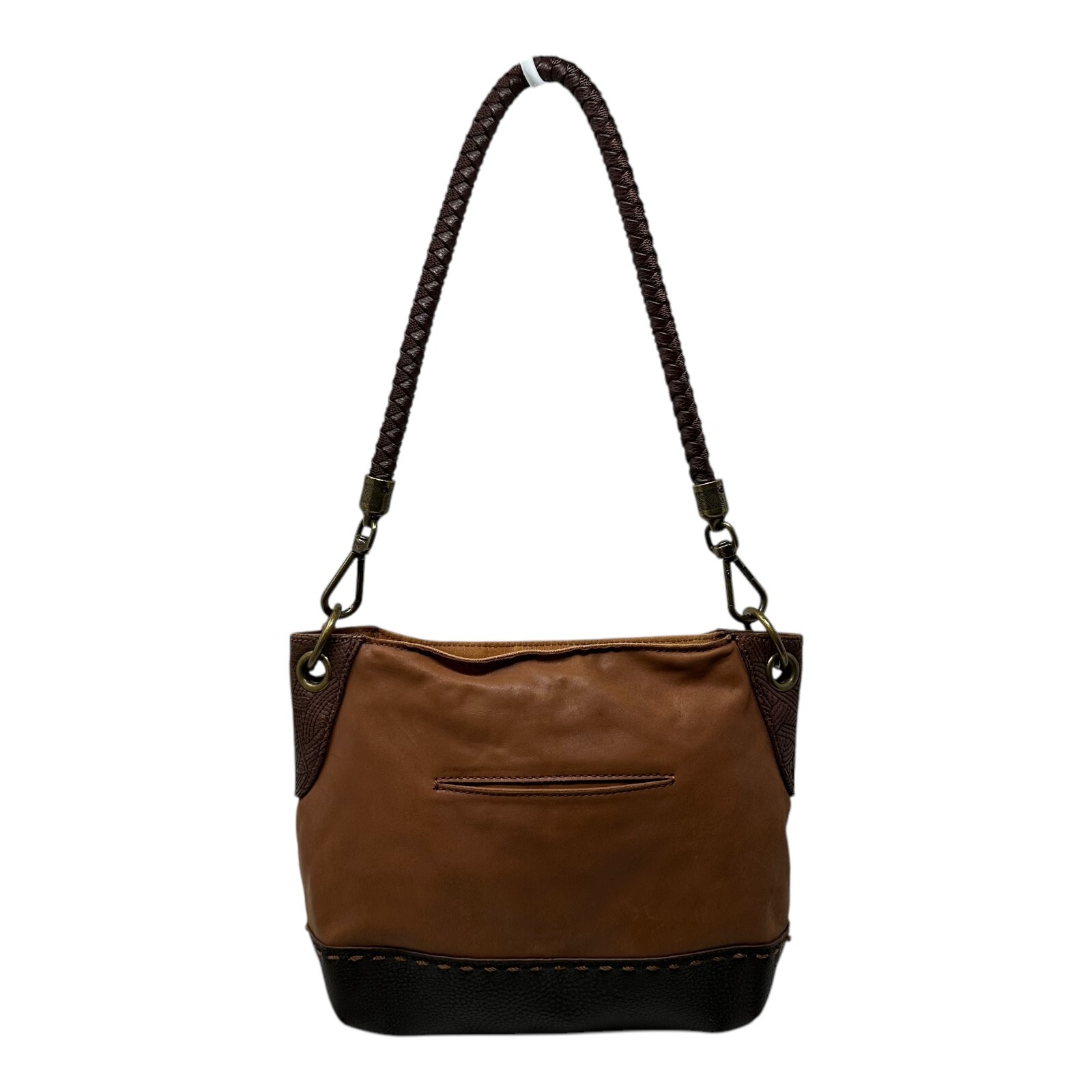 The Sak Indio Hobo Brown Leather Slouch Shoulder Bag Braided Strap Purse Boho