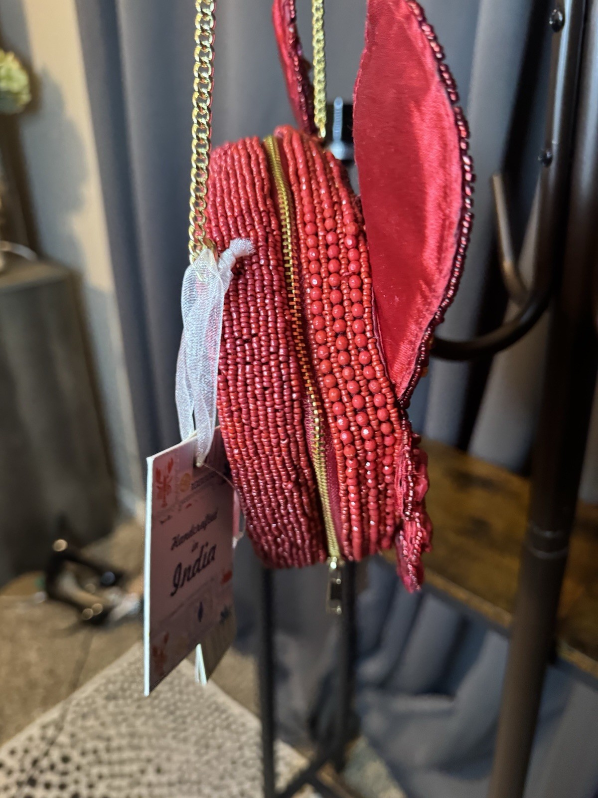 🦀 Red Beaded Crab Purse Crossbody Bag Coast Beach Statement Handbag NWT Viral