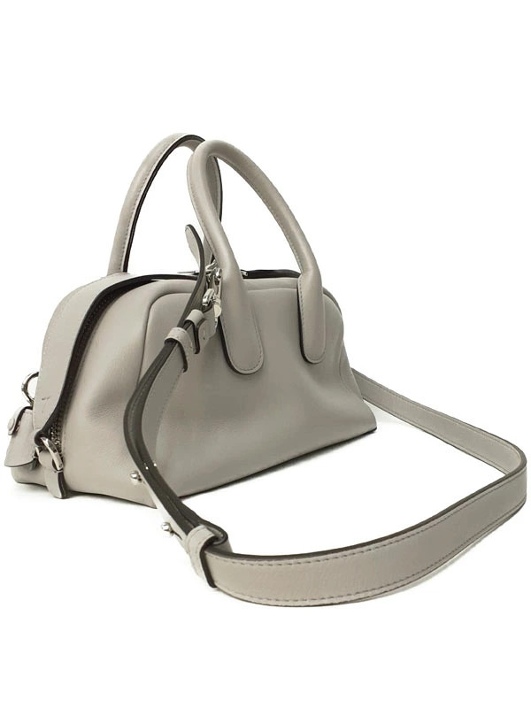 TOD S Darsena Leather Bag Small Gray Shoulder Bag Women’s #TB3595