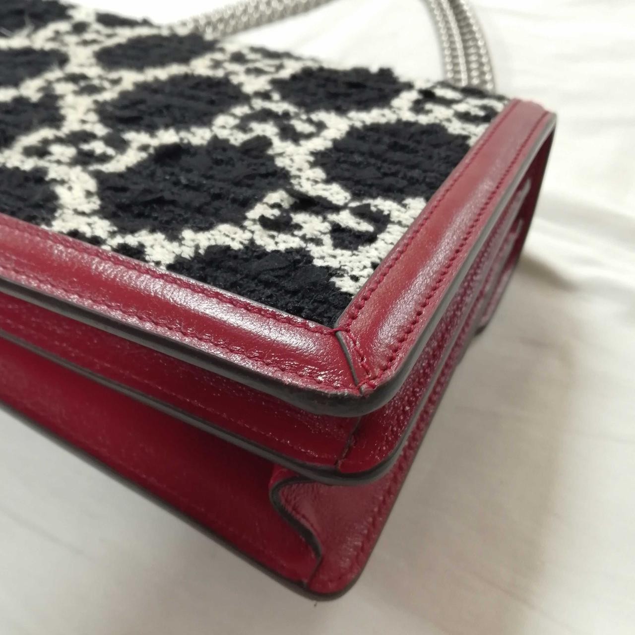 GUCCI Dionysus Chain Shoulder Bag Black Red Size Width 10.6 in Women 99