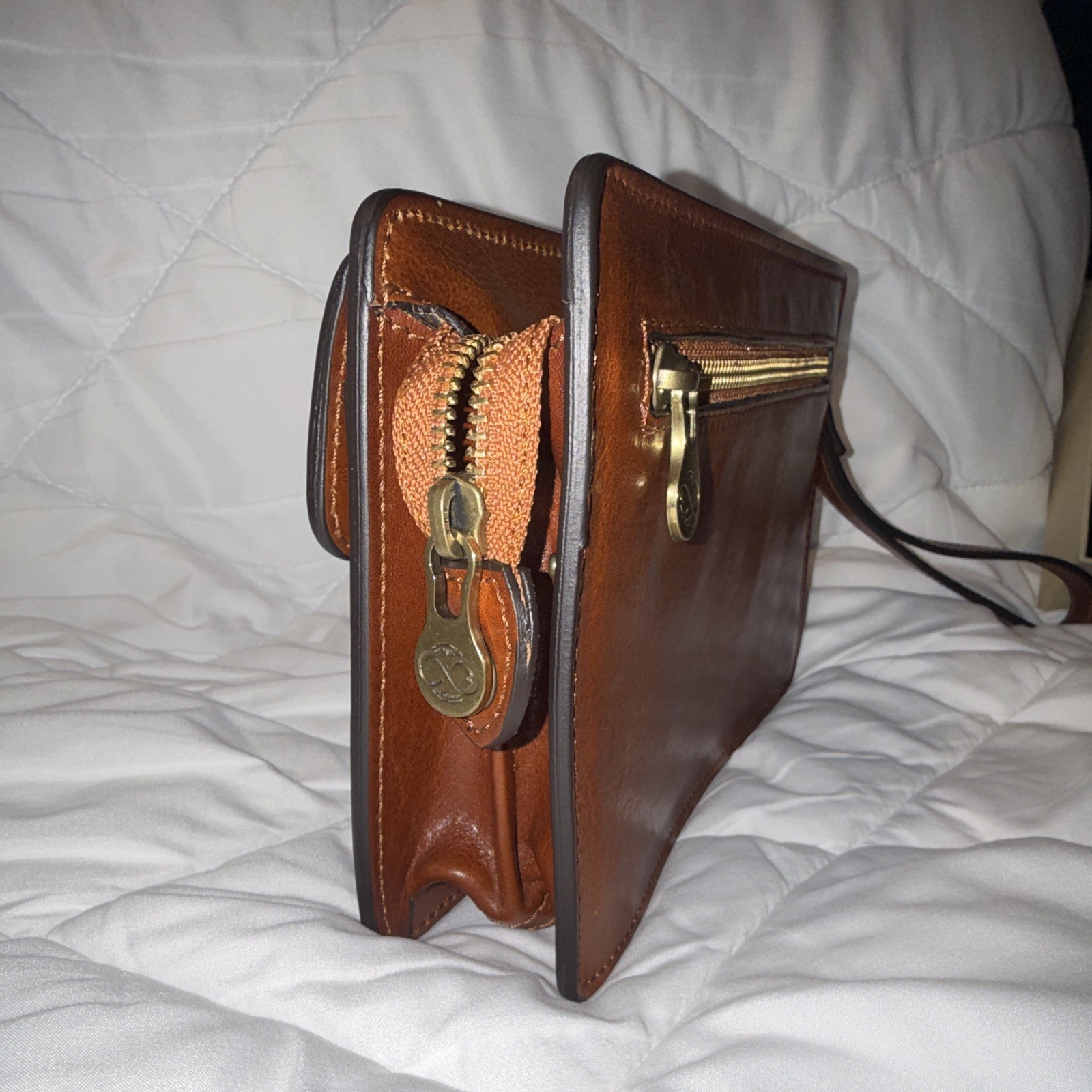 Time Resistance Genuine Leather Travel Wallet Clutch Made in Italy w/ Box