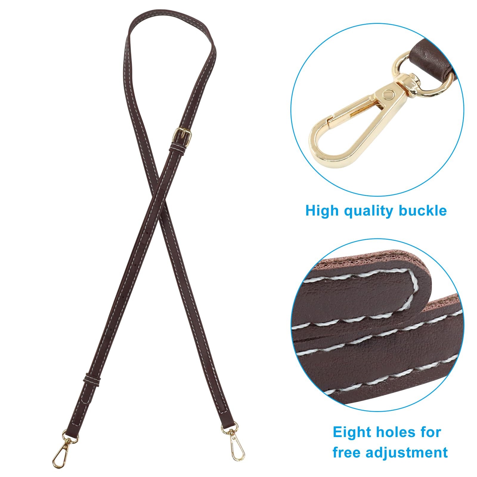 Moicstiy Brown Leather Purse Strap | Replacement, Adjustable, Crossbody Shoul…