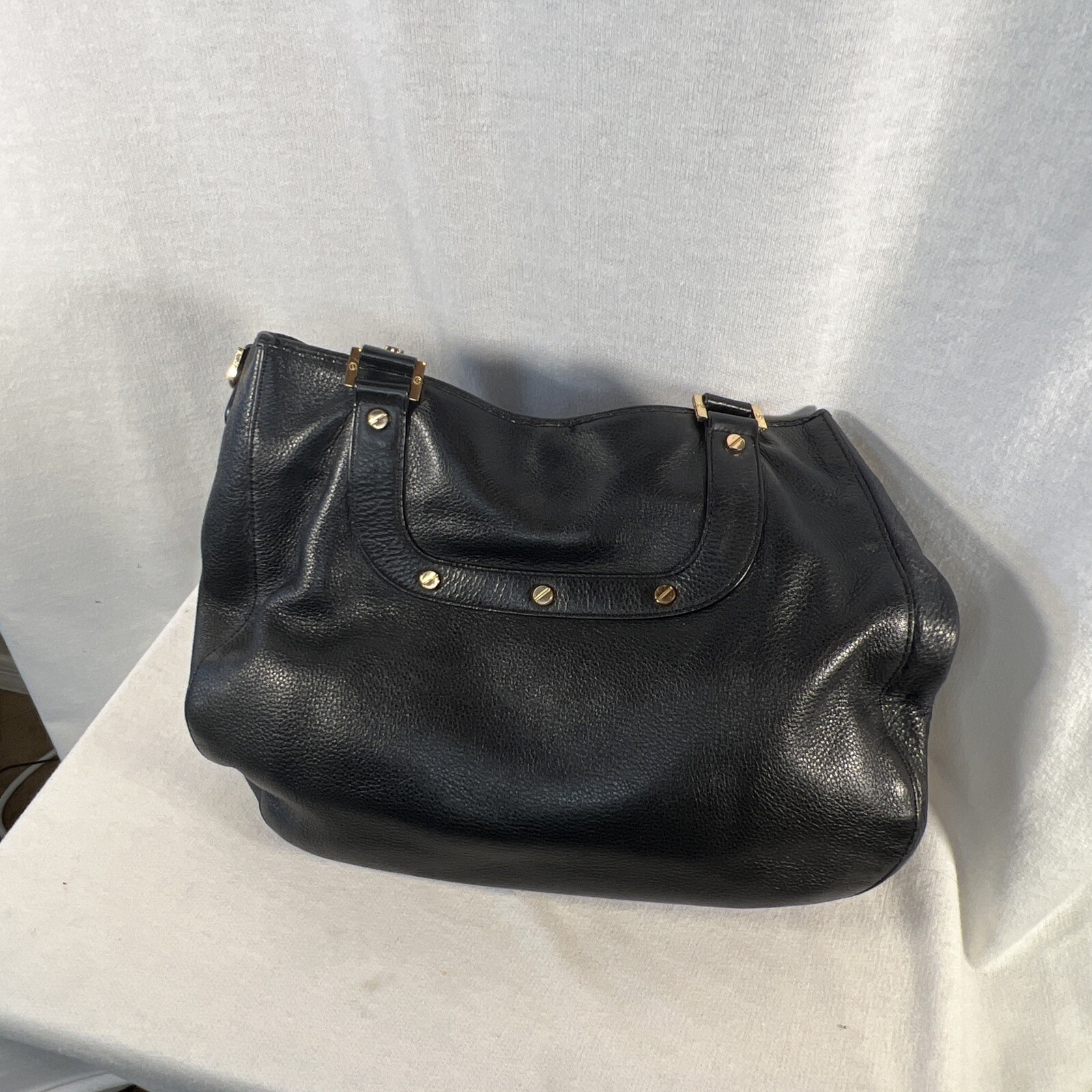 Tory Burch Amanda Large Black Pebbled Leather Handbag Purse in a Box /Dust Cover