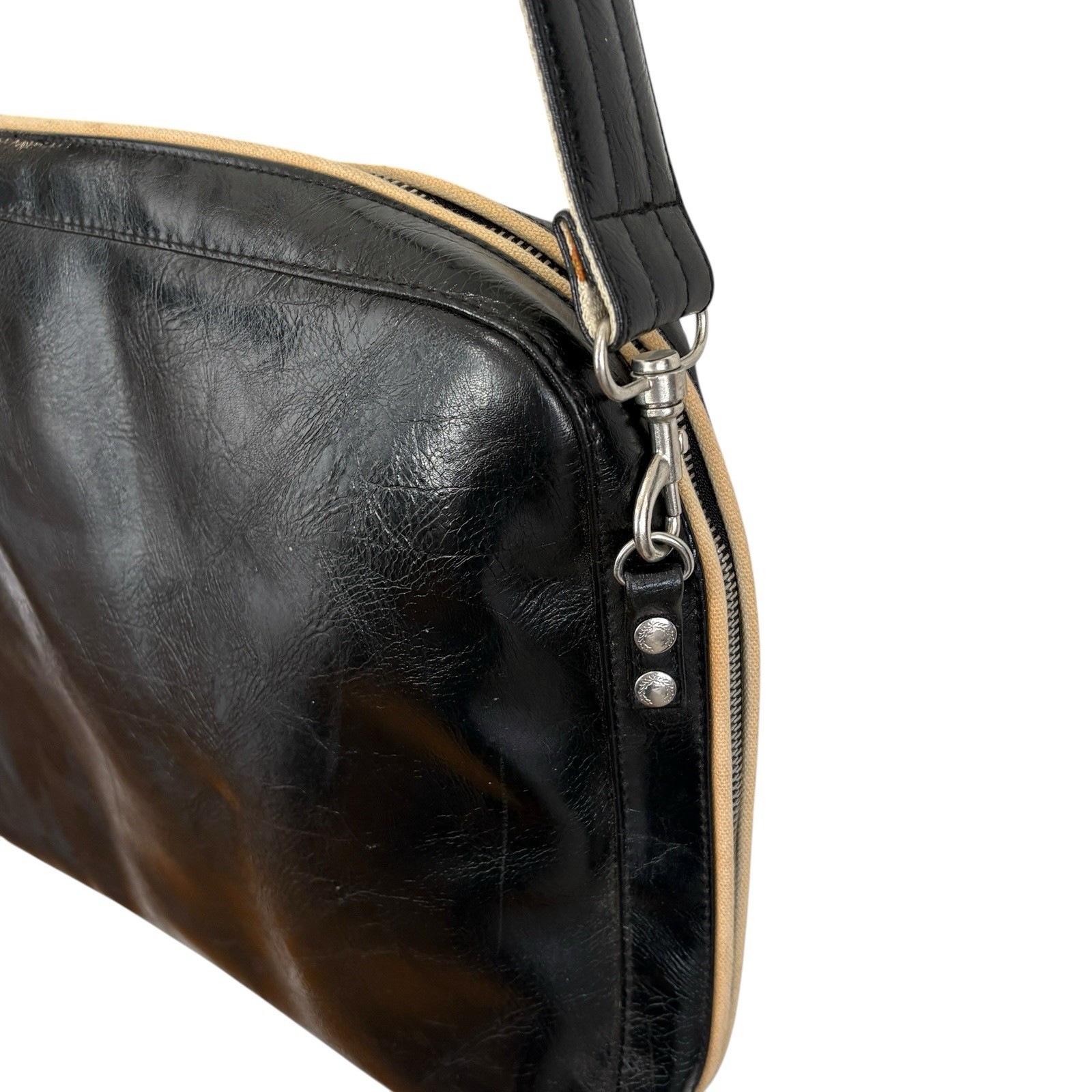Fred Perry Messenger Bag Preppy Retro Faux Leather Crossbody Logo Zip Tennis