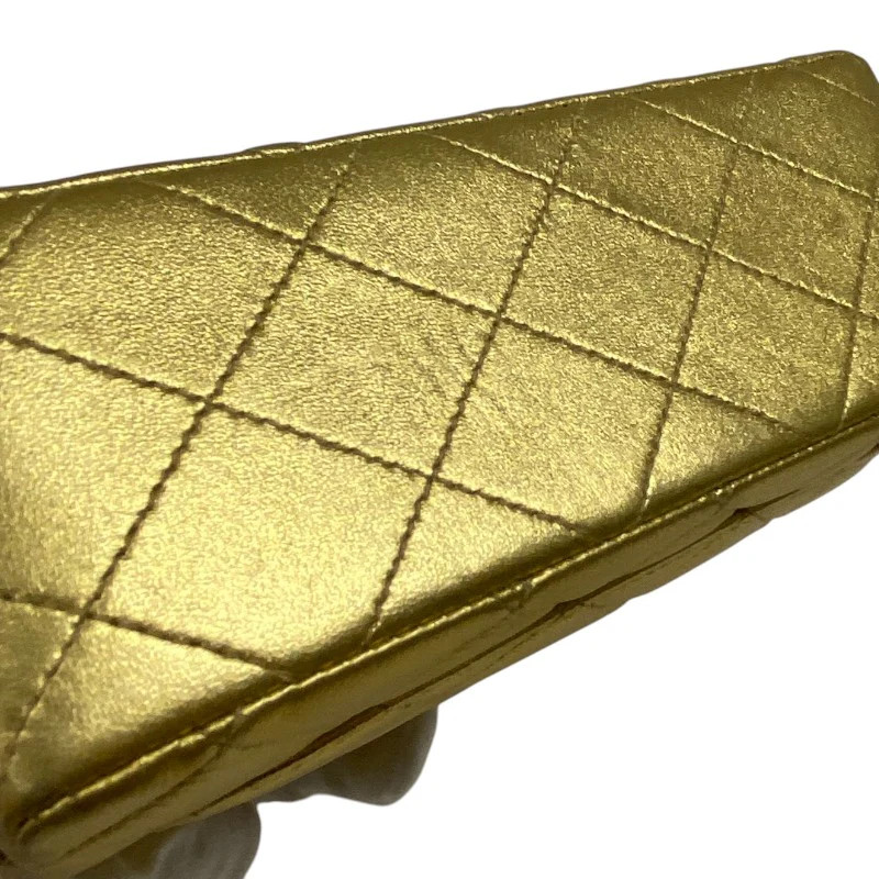CHANEL Mini Matelassé 18 Gold Lambskin Shoulder Bag #OKB717