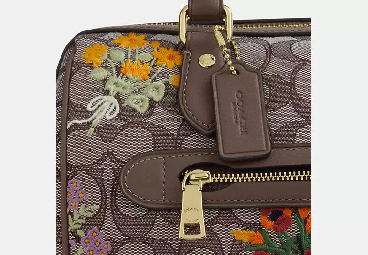 Coach Rowan Satchel Bag In Signature Jacquard Floral Embroidery Brand New CDZ01