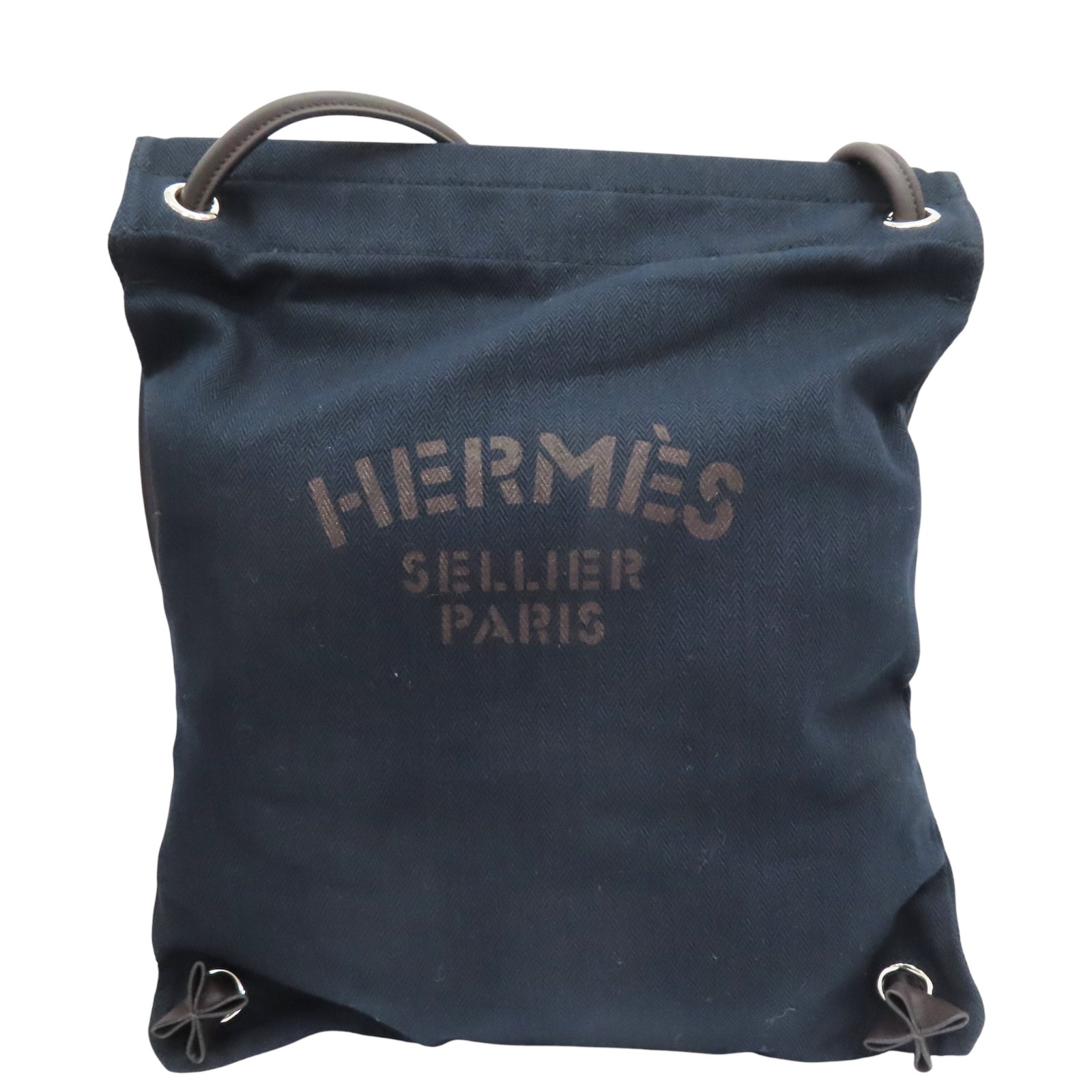 HERMES Aline Groom Shoulder Bag Canvas Blue Z Stmap