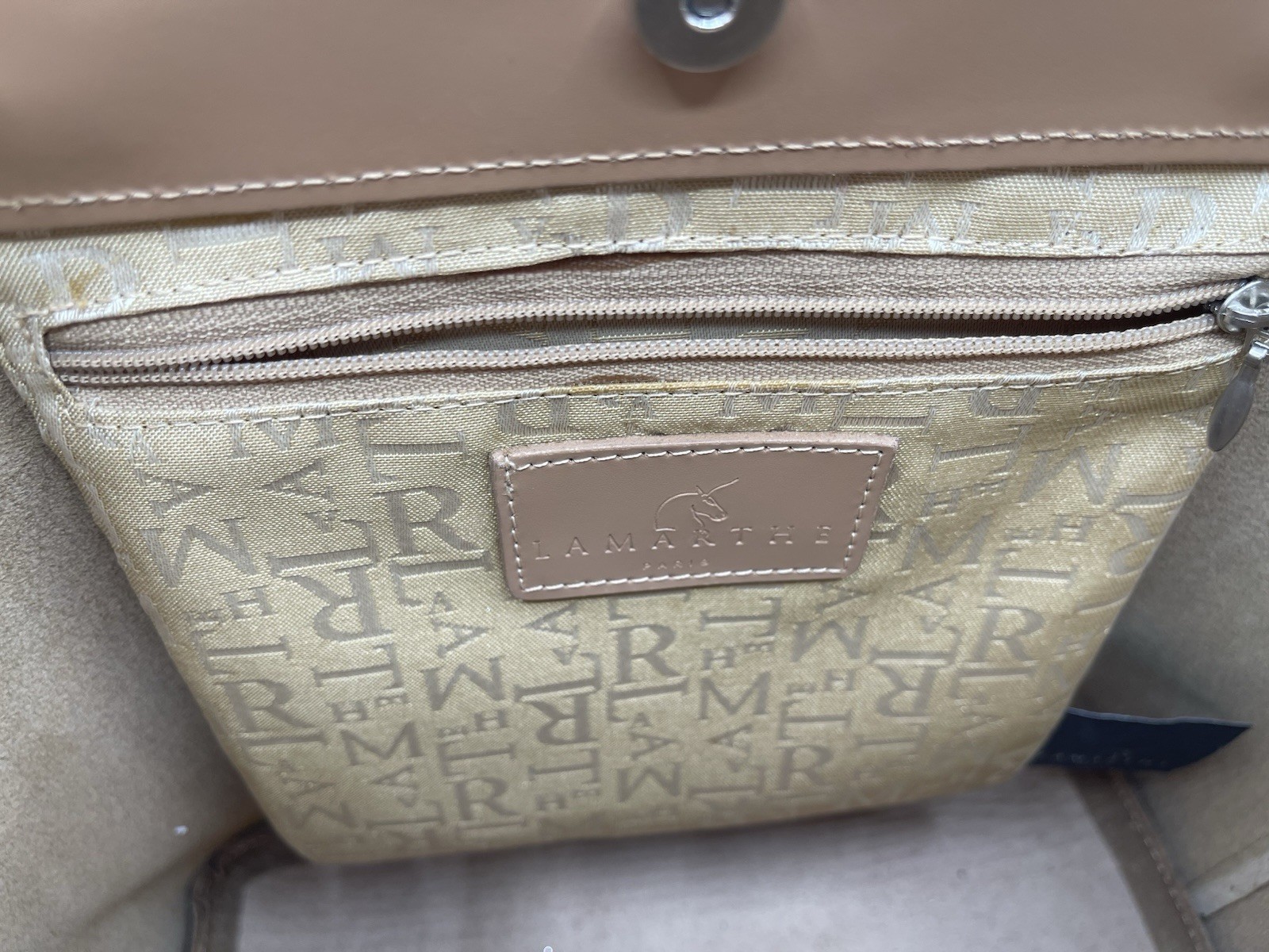 LAMARTHE PARIS Womens Caramel Tan Cowhide Leather Medium Hobo Tote Handbag