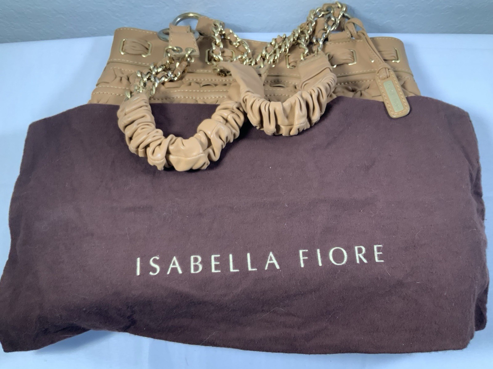 Vtg Isabella Fiore Large Shoulder Bag Brown Woven W Duster Bag Rare