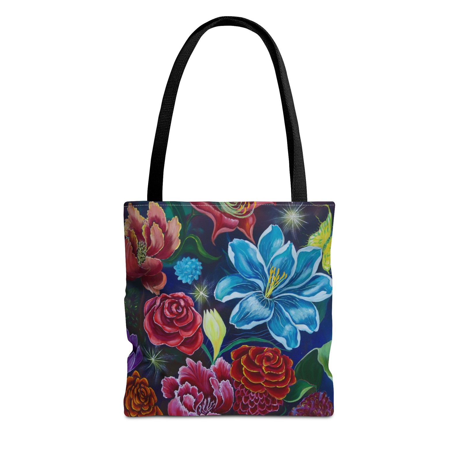 Vibrant Floral Bloom Tote Bag | Colorful Hand-Painted Flowers