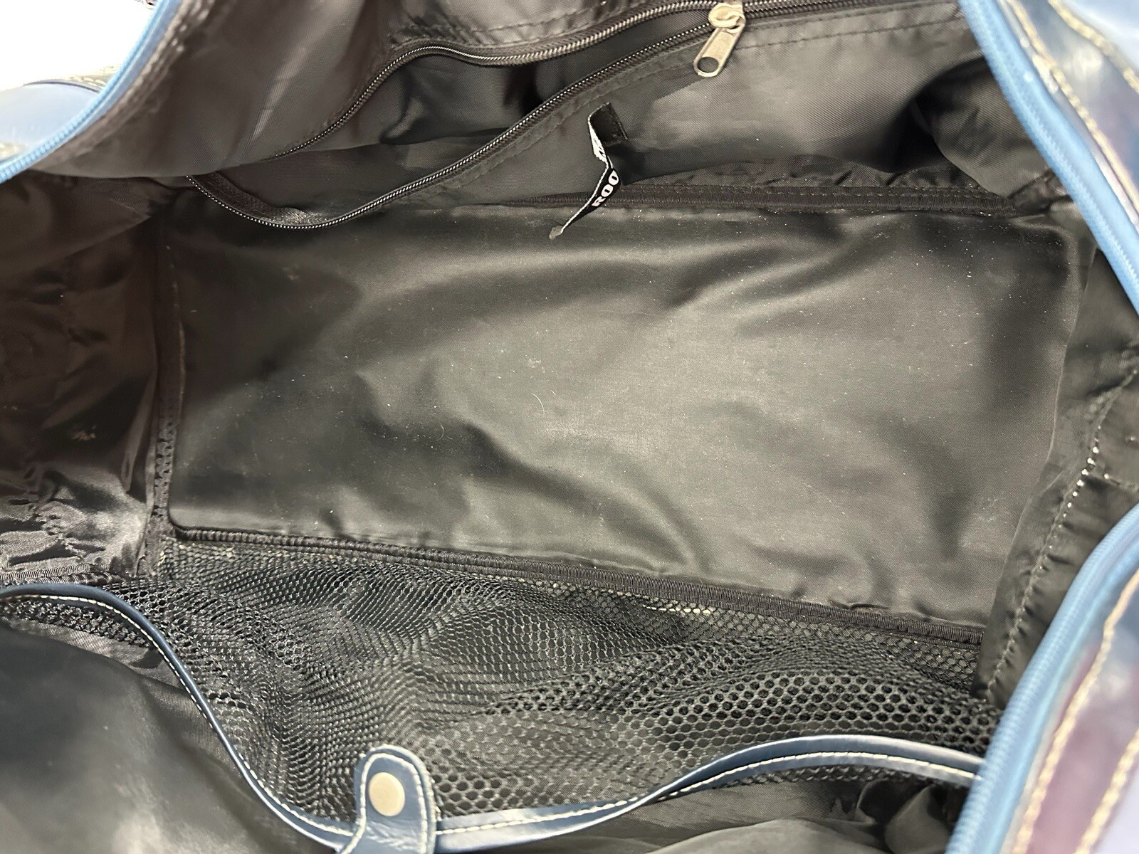 VINTAGE ROOTS CANADA XLARGE LEATHER WEEKENDER DUFFLE BAG BLUE BEAVER LOGO