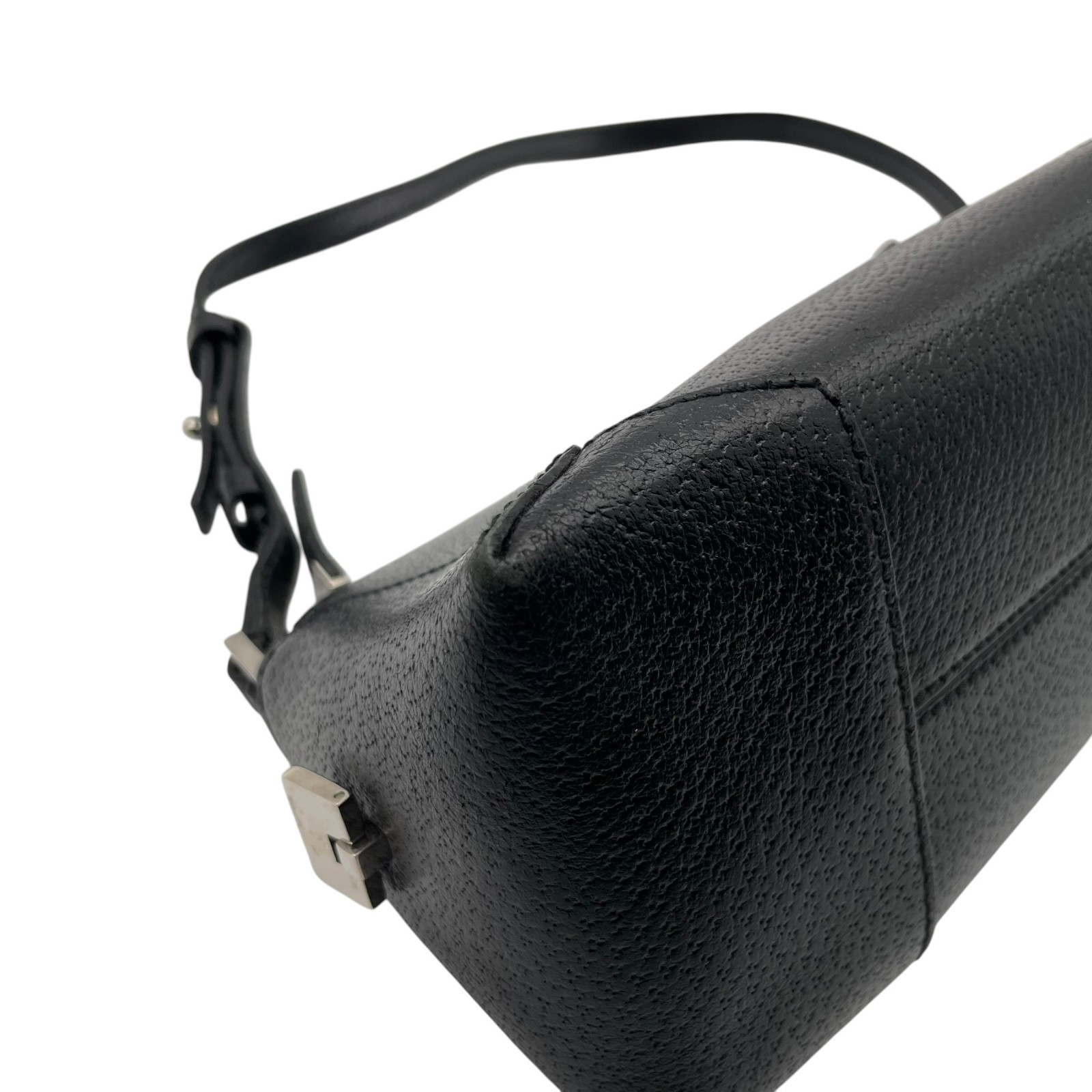 Authentic Salvatore Ferragamo Gancini Leather Accessory Pouch Mini Handbag Black