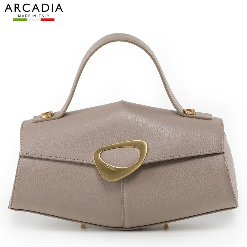 ARCADIA Made in Italy creative designer dove gray leather small hexagon bag
