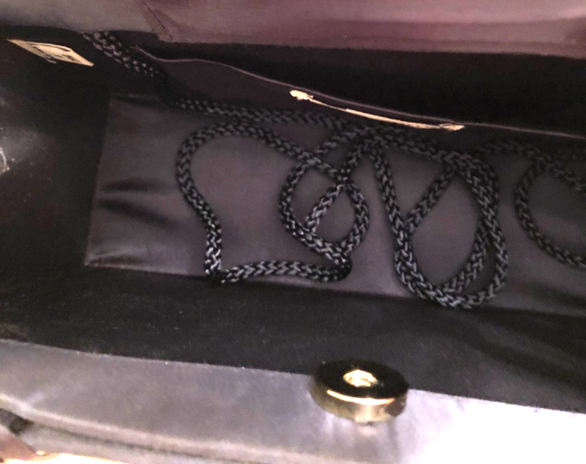 La Regale Navy Evening Bag Handles & Strap Feet Rhinestones Handmade in China