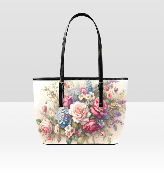Custom Tote Hand Shoulder Bag 12 X 15 Romantic Victorian Pinks Pastels Flowers