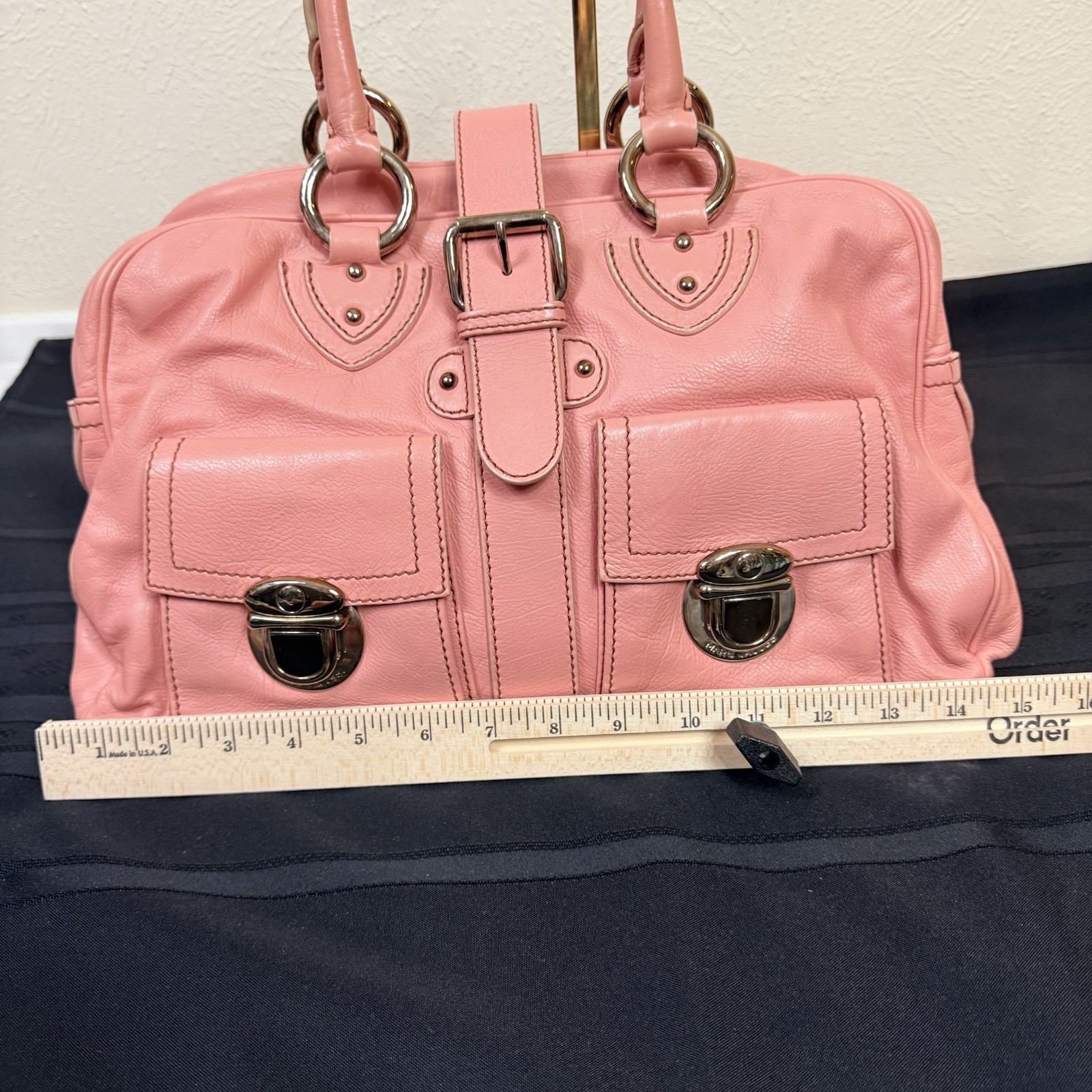 Marc Jacobs Venetia Satchel Bag Calf Leather Petunia Quartz Rose Pink Italy Made