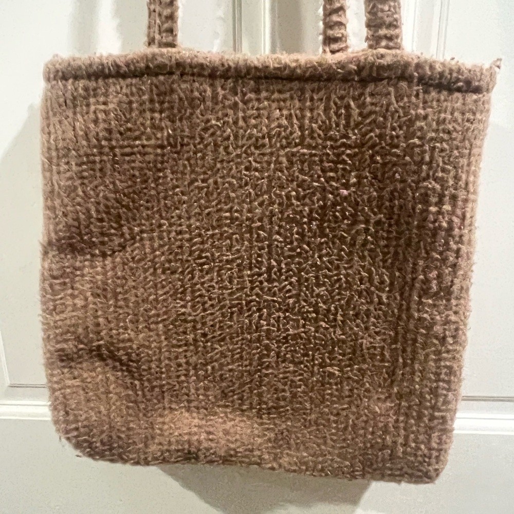 Brown Brushed Felt Santa Purse Appliquéd Holiday Boho Christmas Unbranded