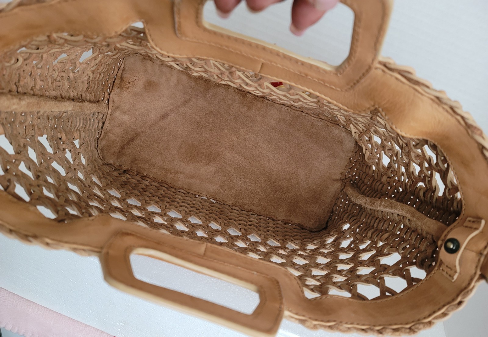 100% Genuine leather Artisan, Boho-chic, Geometric Open-Weave Tote / Crossbody