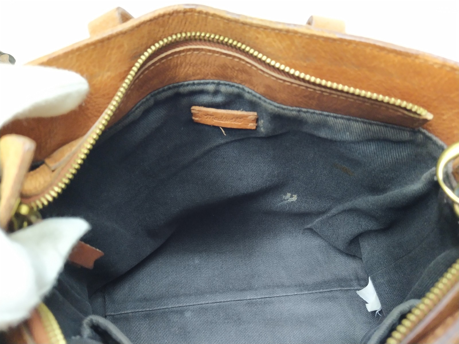 Madewell Transport Brown Leather Double Handles Zipper Closure Tote Bag