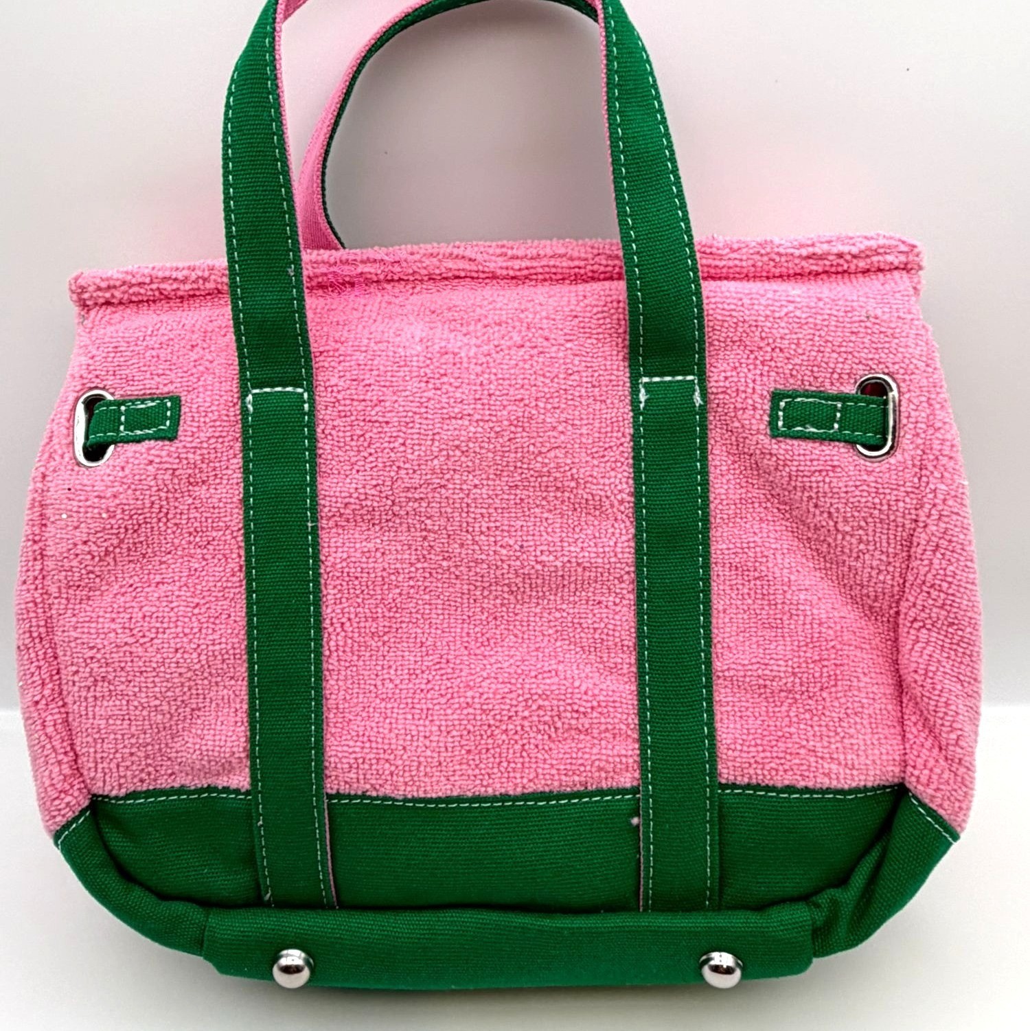 Sunwin Boatkin Madaket Small Tote Bag Pink Green Terry Cloth NWOT