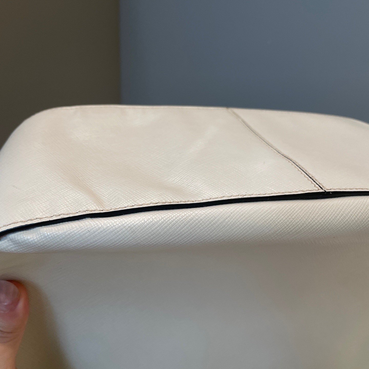 Prada Cleo White Gold Leather Shoulder Bag Pre-Owned