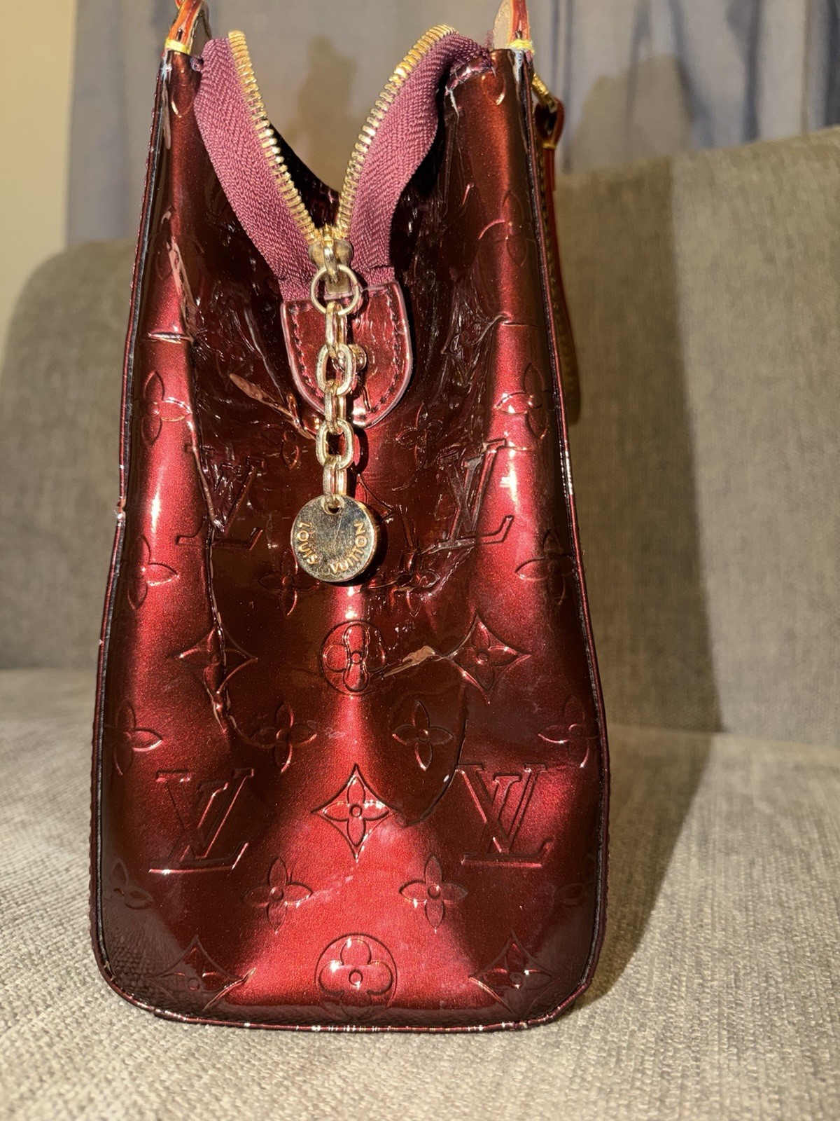 Louis Vuitton Brea MM Amarante Leather Monogram Vernis Bag