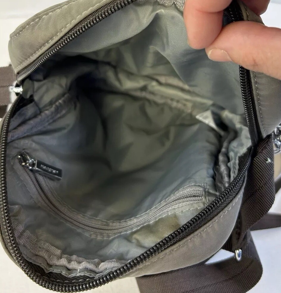 Hedgren Crossbody Grey Shoulder Adjustable Strap Travel Bag Pockets Purse