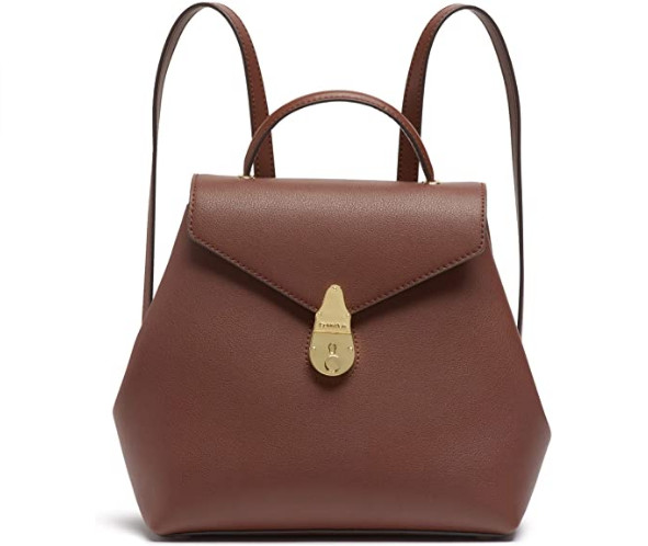 Calvin Klein Lock Leather Backpack Burgundy Brown NIP