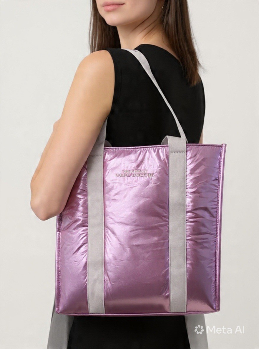 Marc Jacobs Tote Bag 15in Laptop Work Metallic Pink Y2K Fruit Lining
