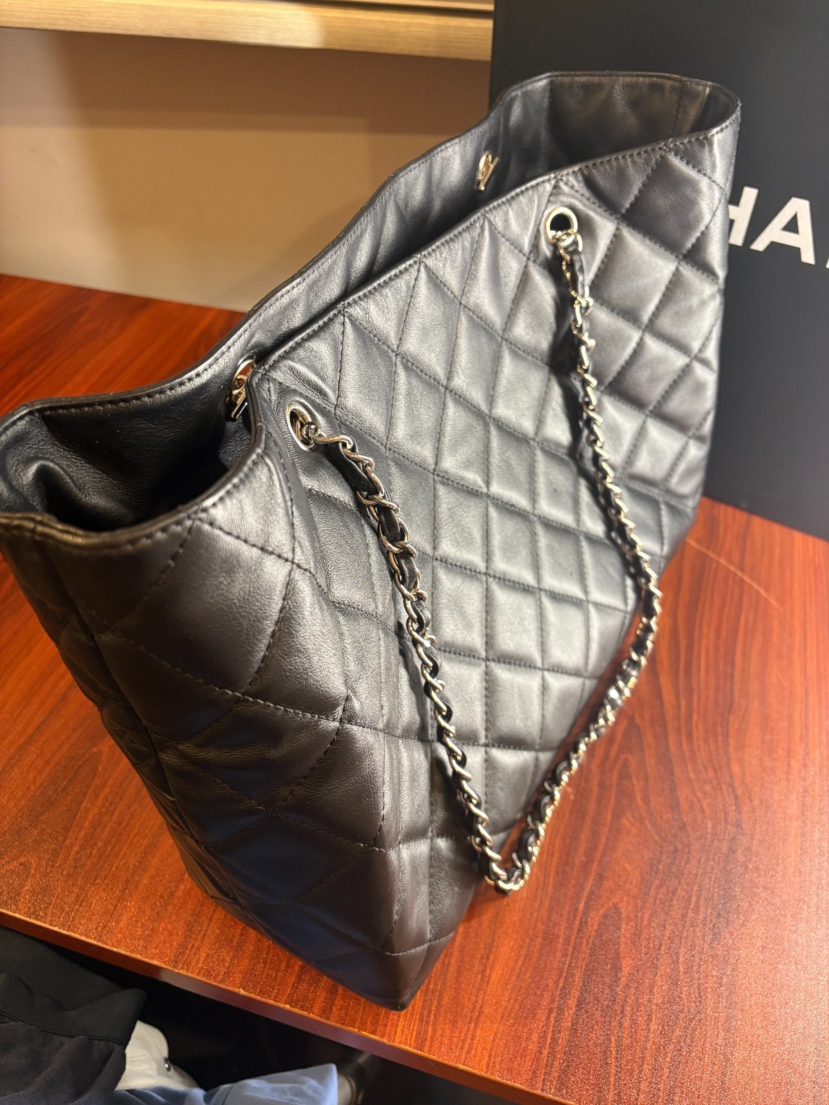 Chanel Gabrielle GST Leather Tote Silver Hardware Excellent w/ Box