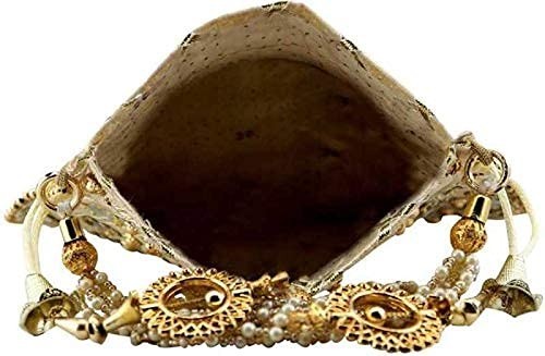Gems & Jewellery Gold Potli Wristlets Ethnic Bag For Women | Designer Rajasthani