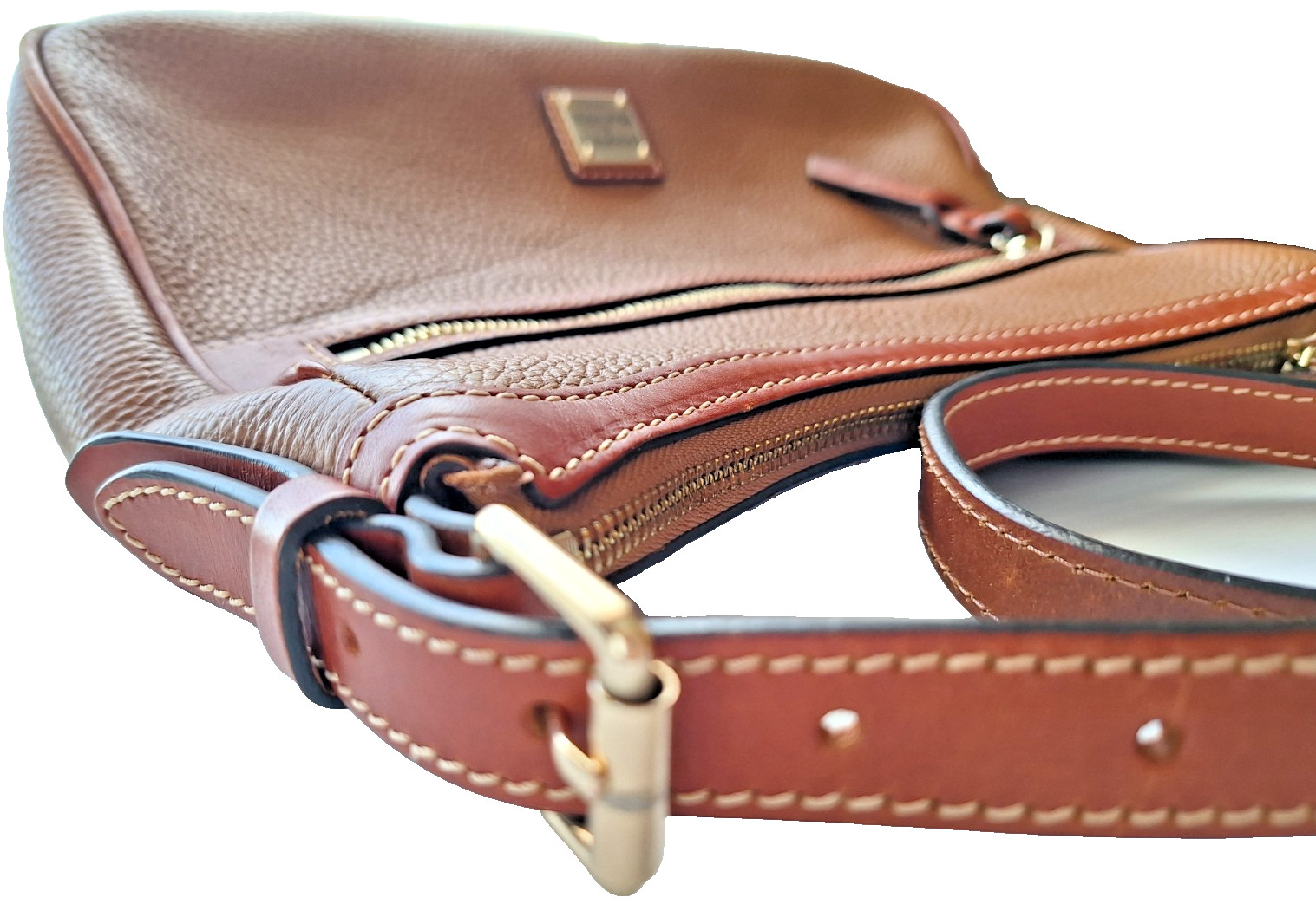 Dooney & Bourke Pebble Grain Small Presley Crossbody Handbag Purse Caramel Brown