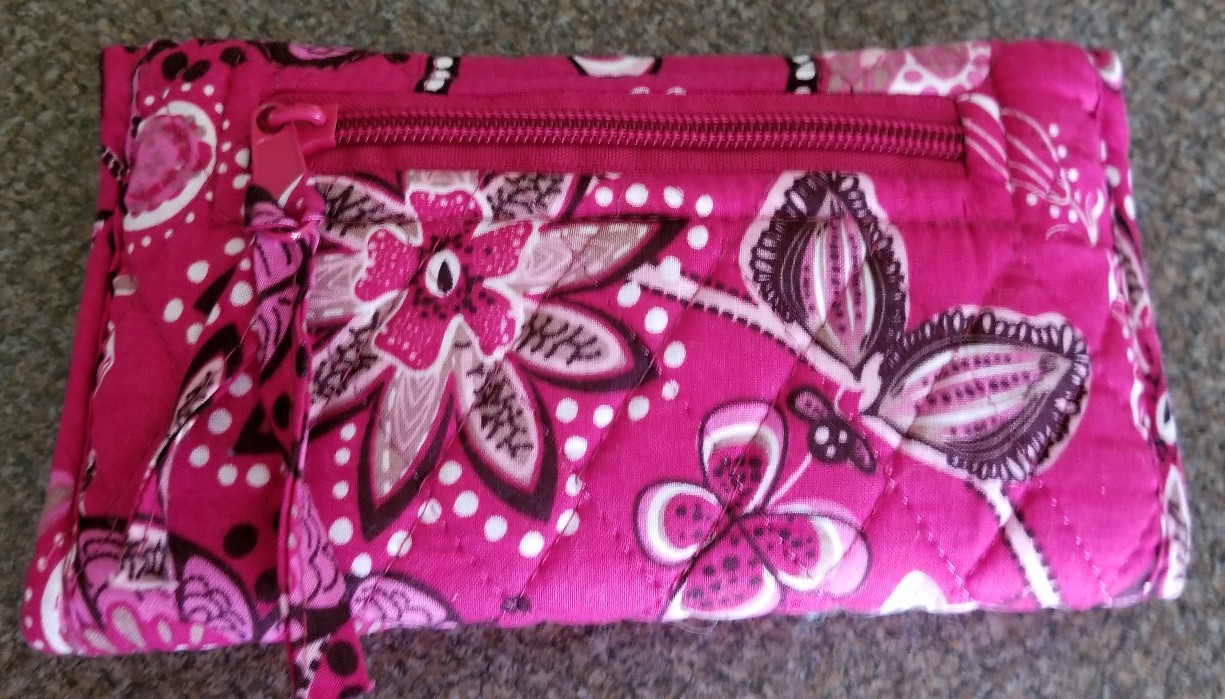 Pink Quilted ~ Cotton Fabric ~ All In One ~ Crossbody Wallet