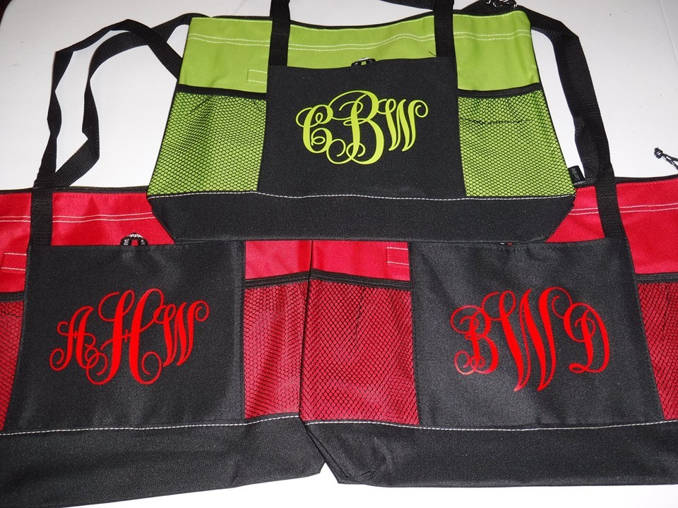 FANCY LETTER W/ NAME MONOGRAM ZIPPER TOTE PURSE TRAVEL OVERNIGHT SPORTS GYM BAG