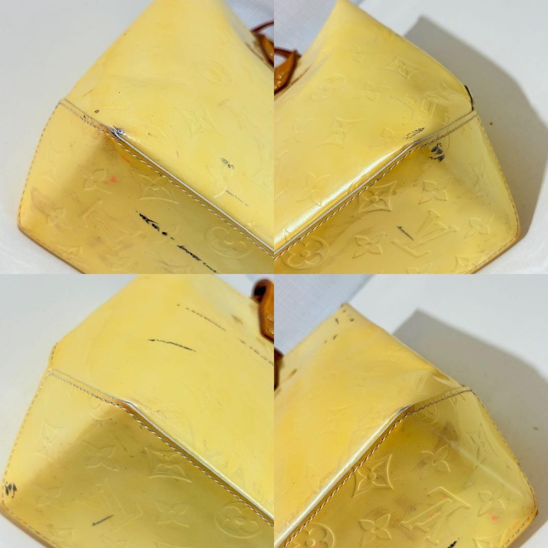 LOUIS VUITTON Vernis Reed PM M91990 Bag Yellow Monogram Leather 22.5x18x10.5cm
