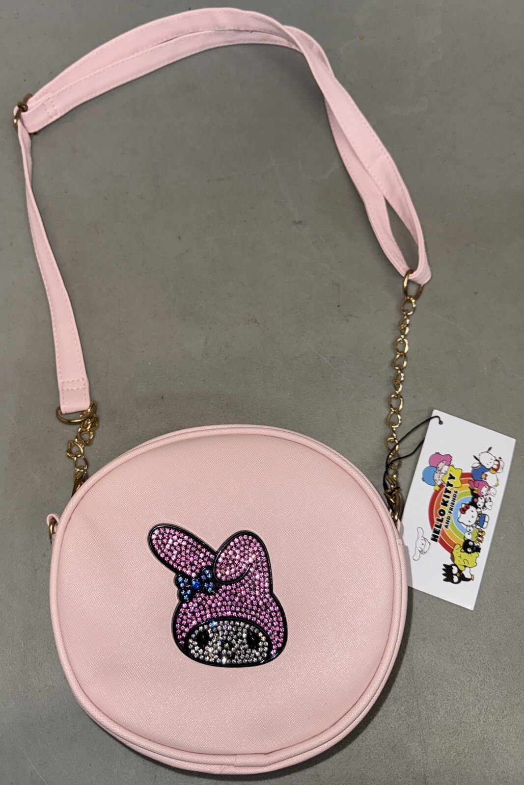 Hello Kitty My Melody Rhinestone Face Bling Bag Purse NEW Pink