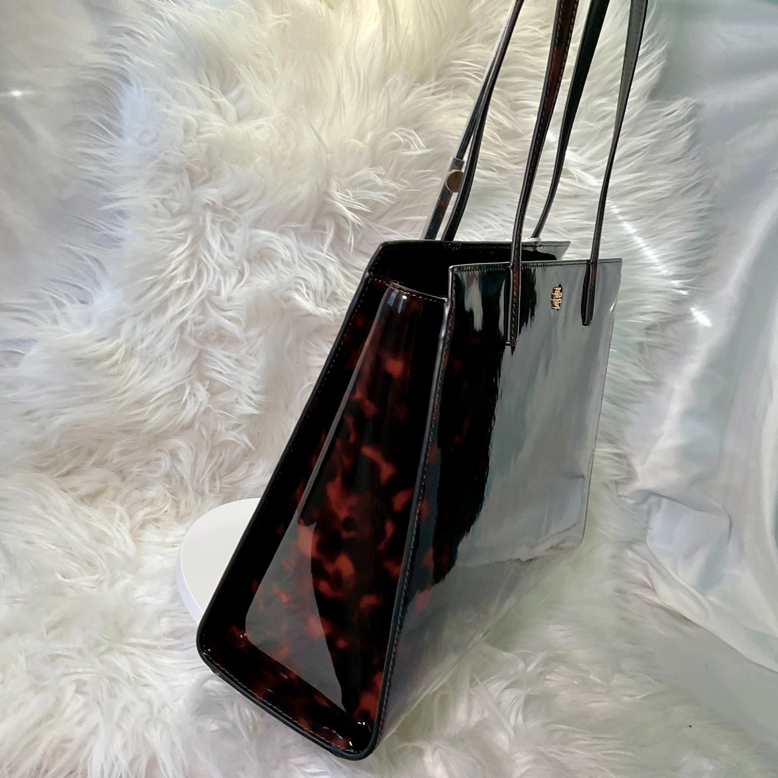 LAST ONE – NEW $600 Tory Burch Tortoise Work Travel Laptop Tote Onyx Exotic