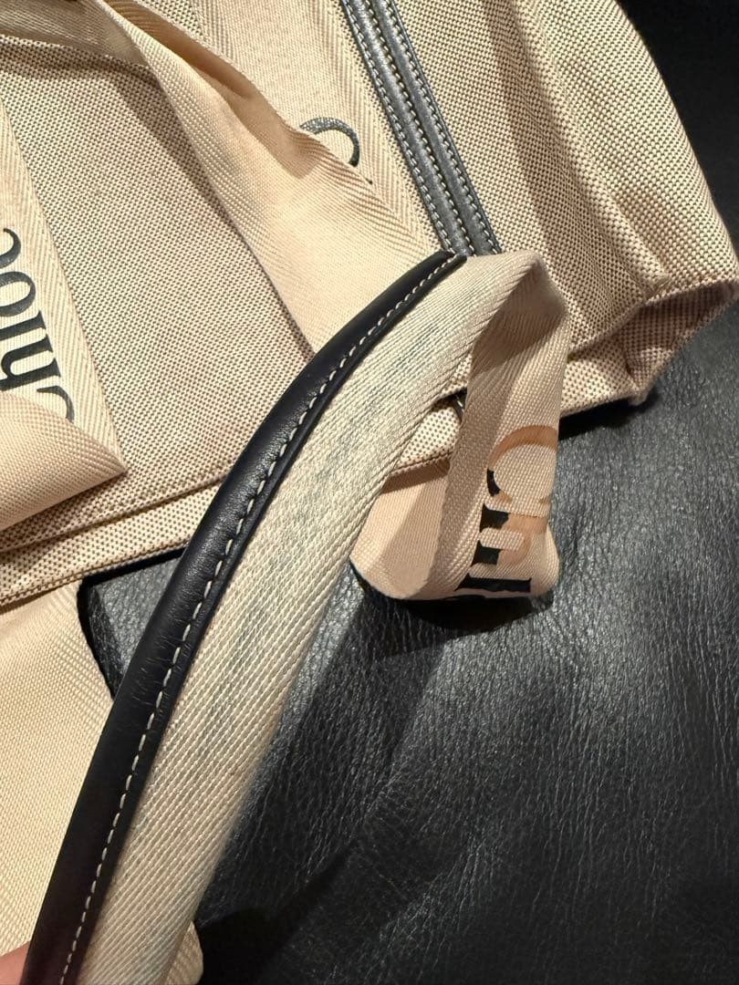 Authentic Chloe Medium Woody Tote Bag Shoulder Bag Beige Canvas From Japan